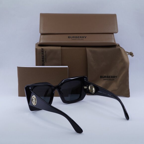 Burberry Daisy BE4344 300187 Sunglasses Black Cat Eye Frame, Grey Lenses